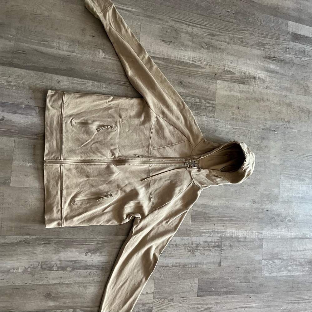 Tan Hooded Zip-Up Jacket